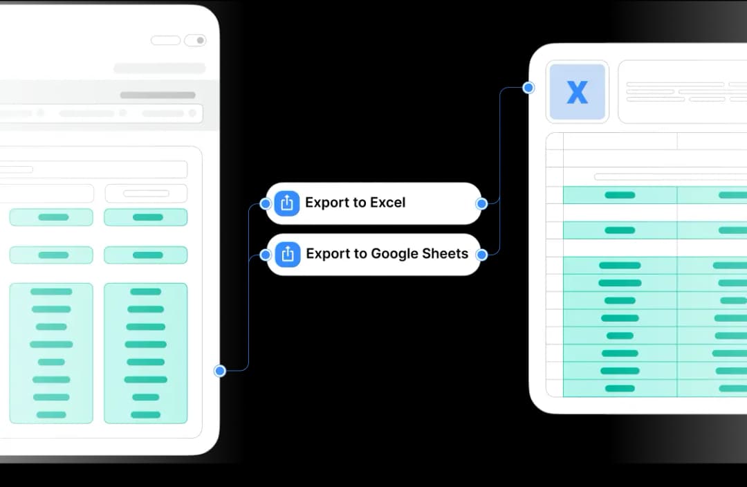 Blendwise export functionality showing pricing grid export